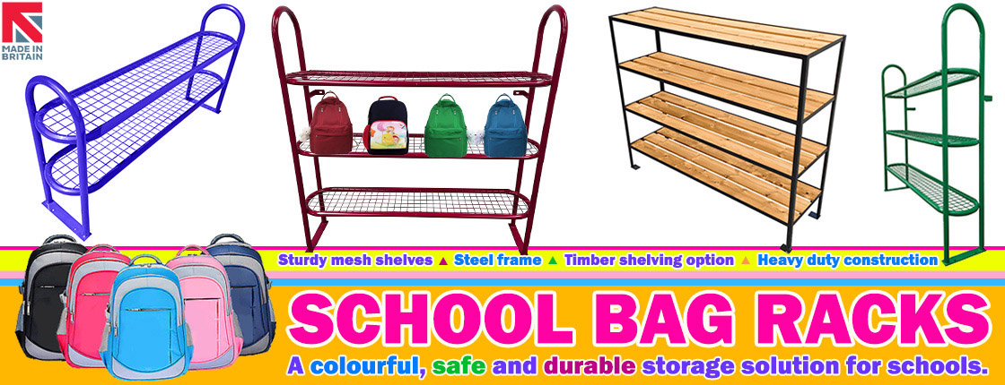 School & Gym Bag Racks - Fabricated in house from British steel.